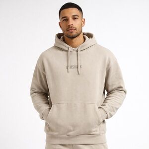 Gymshark Men’s Beige Hoodie Pullover Kangaroo Pocket Long Sleeve L